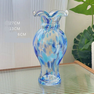 Vaso Materiale Vetro Diverse Colorazioni Design Moderno Creativo Elegante Composizione Floreale-INTERIOR DREAM DESIGN