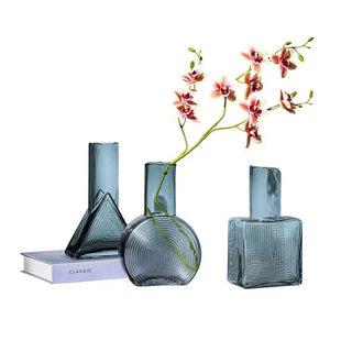 Vaso Materiale Vetro Modello Geometrico Diversi Modelli Design Creativo Moderno Composizione Floreale-INTERIOR DREAM DESIGN