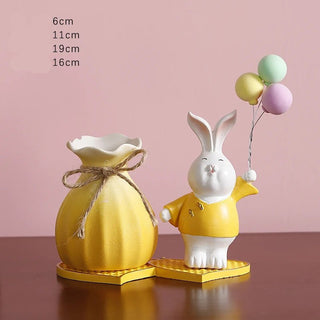Vaso Modello Coniglio Materiale Ceramica Composizione Floreale Arredo Casa Diverse Colorazioni-INTERIOR DREAM DESIGN