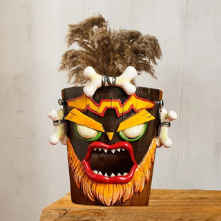 Vaso Resina Horror Viso Bocca Aperta Marrone Arancione Decorazione Casa-INTERIOR DREAM DESIGN