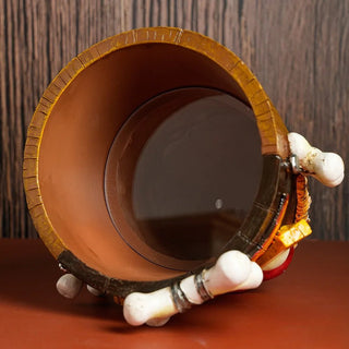 Vaso Resina Horror Viso Bocca Aperta Marrone Arancione Decorazione Casa-INTERIOR DREAM DESIGN