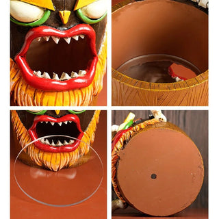 Vaso Resina Horror Viso Bocca Aperta Marrone Arancione Decorazione Casa-INTERIOR DREAM DESIGN