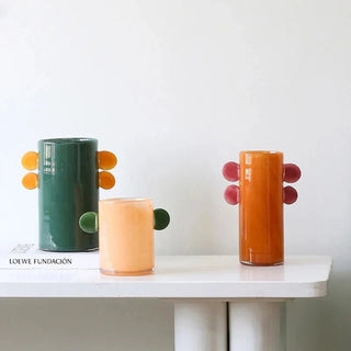 Vaso Vetro Elegante Alta Qualità Resistente Diversi Colori Verde Arancione Arredamento Decorazione Casa-INTERIOR DREAM DESIGN