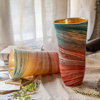 Vaso Vetro Multicolore Colorato Fantasioso Floreale Decorazione Casa Salotto Fiori Diverse Dimensioni-INTERIOR DREAM DESIGN