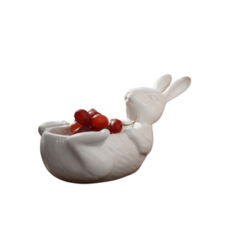 Vassoio Colore Bianco Coniglio Design Innovativo Decorativo Casa Cucina Ceramica-INTERIOR DREAM DESIGN