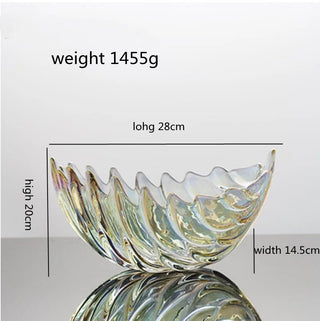 Vassoio Materiale Vetro Diverse Colorazioni Arredo Porta Oggetti Resistente Design Modello Foglia-INTERIOR DREAM DESIGN