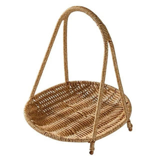 Vassoio Porta Oggetti Diversi Livelli Materiale Rattan Plastica Marrone Chiaro Decorazione Cucina-INTERIOR DREAM DESIGN