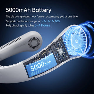 Ventilatore Portatile Diversi Colori Ricaricabile Bianco Grigio Nero 5 Velocità-INTERIOR DREAM DESIGN