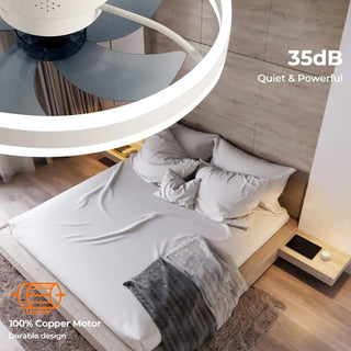 Ventilatore Soffitto Colore Bianco Nero LED Plastica Alluminio Luce Diverse Modalità-INTERIOR DREAM DESIGN